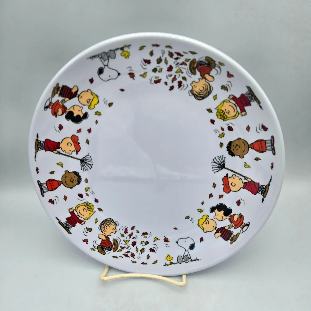 Peanuts Melamine Fall Harvest Leaves Dinner Plate Snoopy Charlie Brown Lucy 10
